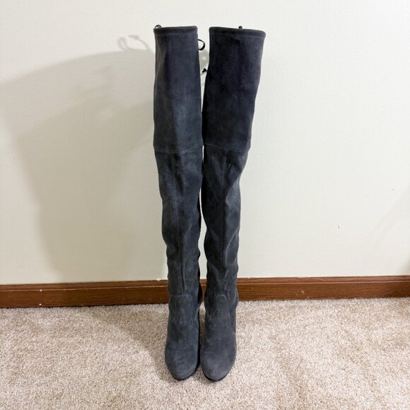 Stuart Weitzman Gray Suede Highland Over the Knee Boots Size 6 Made in Spain - Picture 2 of 10